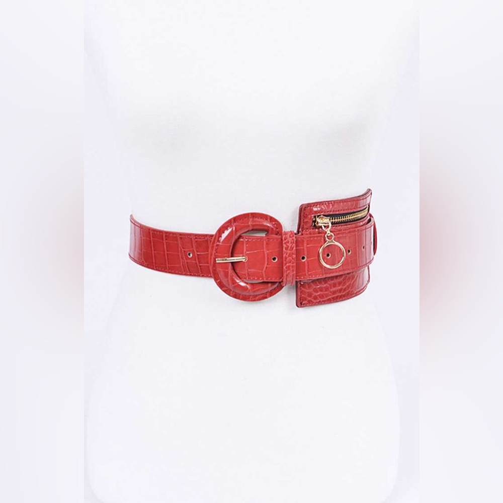 Vegan Leather Statement Belt with Pouch